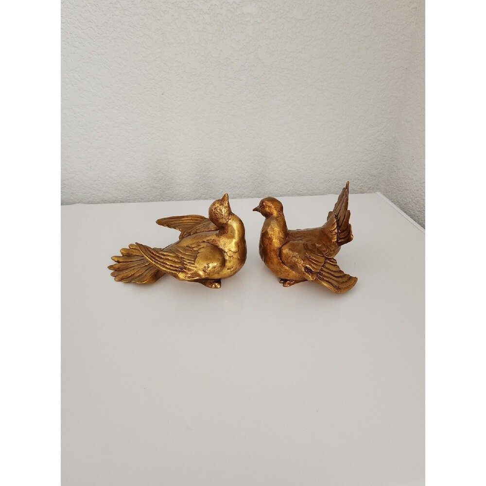 2 Kay Finch California RARE AND SIGNED GLAZED  and GOLD LEAF LOVE DOVES Stunning